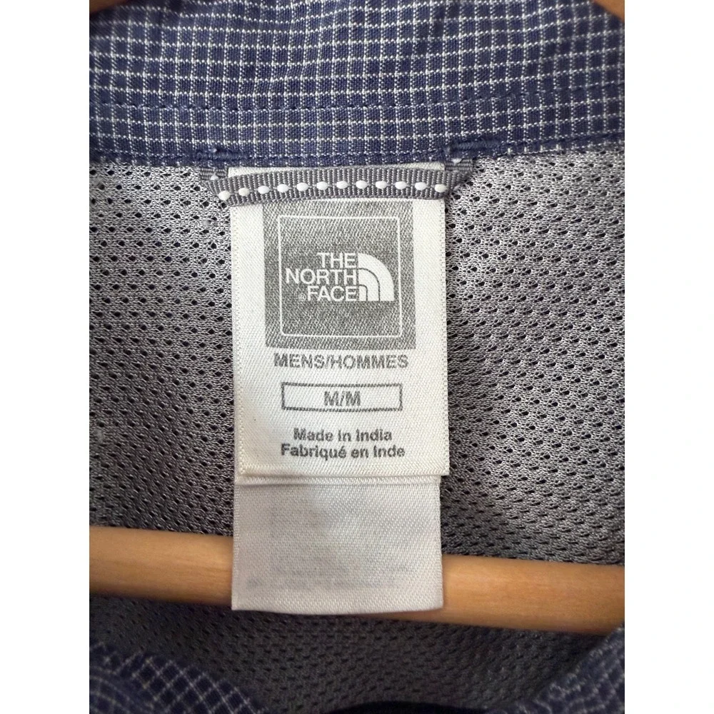 The North Face Mens Micro Check Short Sleeve Button Down Shirt M Blue Hiking